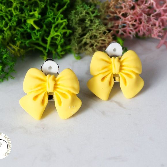 New handmade clip on earrings pastel color bow girls - Picture 3 of 7